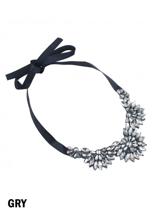 Rhinestone Floral Band Necklace
